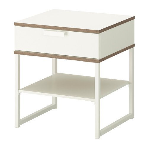  TRYSIL – Nachttisch, weiß, Hellgrau – 45 x 40 cm