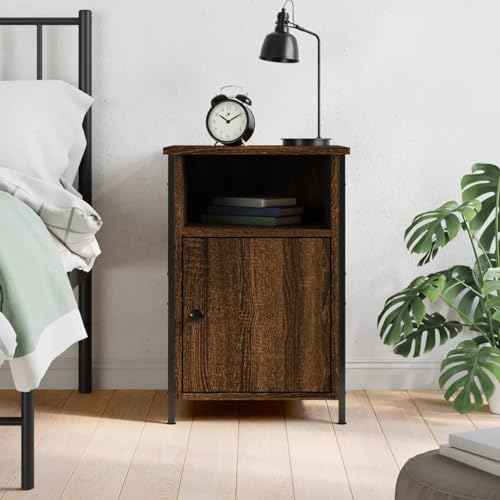 Fasba Nachttisch Braun Eichen-Optik 40x42x60 cm Holzwerkstoff, Beistelltisch mit viel Stauraum, Nachtschrank, Nachtkommode, Nachtkonsole