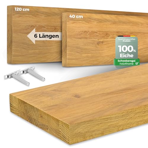 holz4home® Wandregal ohne Baumkante 40 cm Länge, Natur Geölt I Schweberegal Massivholz I Unsichtbare Befestigung moderner Stil I Wandboard Echtholz