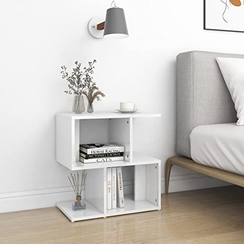 Xichuzi Nachttisch, Nachtkonsole, Nachtkästchen, Kaffeetisch, Nachtkasten, Nachtkommode, Sofatisch, Hochglanz-Weiß 50x30x51,5 cm Spanplatte