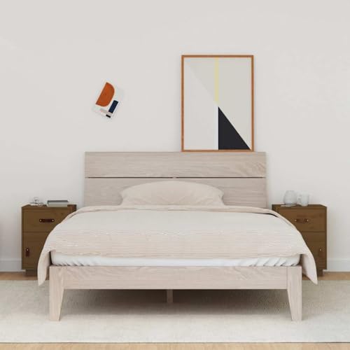 WKIEQACO Tische, Nachttische, Nachttische, 2 Stück, braun, 40 x 34 x 55 cm, Massivholz, Kiefer