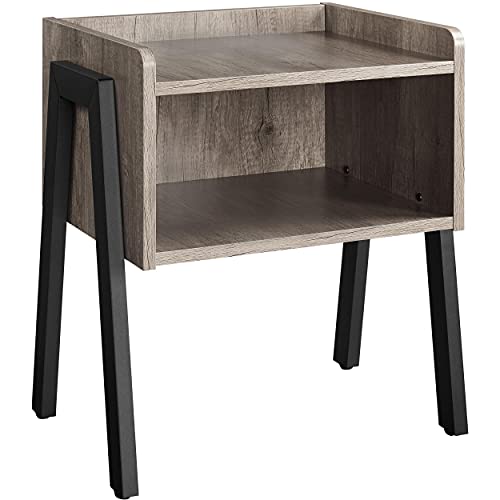 Yaheetech Nachttisch Retro Nachtschrank stapelbarer Nachtkommode Beistelltisch mit offenem Fach stabile Metallbeine Industrie-Design Grau