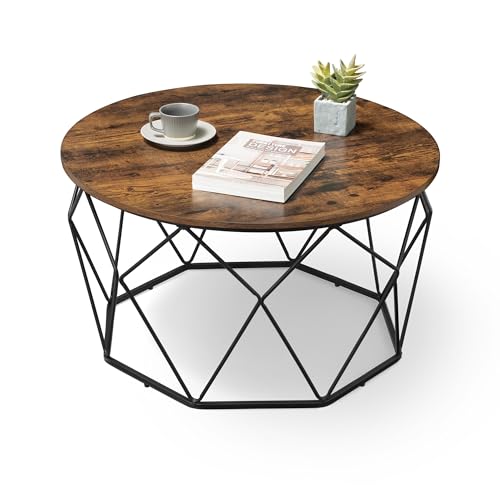 VASAGLE Couchtisch, Beistelltisch, Wohnzimmertisch, Sofatisch, Stahlgestell, für Wohnzimmer, Schlafzimmer, Arbeitszimmer, Industrie-Design, vintagebraun-schwarz LCT040B01