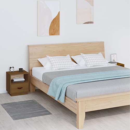 OHOOWOO Nachttische 2 STK. Honigbraun 40x34x45 cm Massivholz Kiefer,Zeitlose Holznachttische mit viel Stauraum Perfekt für Zeitschriften, Bücher und mehr Schlafzimmer, Nachttische