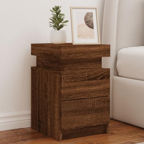 Xichuzi Nachttische mit Leuchten 2Stk. Braun Eiche-Optik 35x39x55cm, Nachtschrank, Nachtkästchen, Bedside Table, Nachtkommode, Nightstand, Nachttischschrank, Nachtkonsole - 836762
