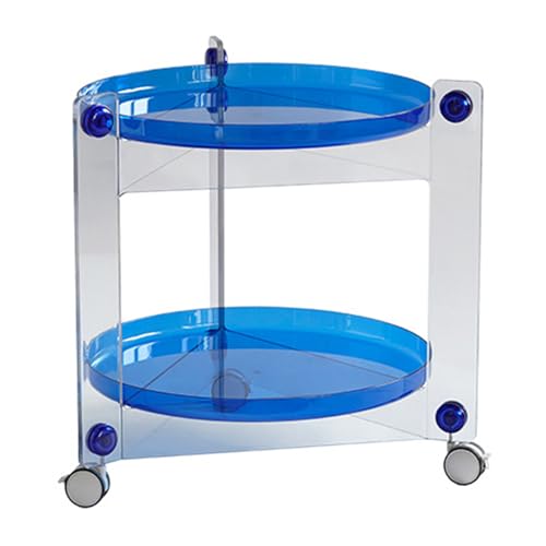 Runder Beistelltisch mit Feststellrollen, beweglicher doppelschichtiger Beistelltisch aus Kunststoff, moderner Kleiner Couchtisch für Wohnzimmer/Schlafzimmer, Nachttisch/Balkon/Arb