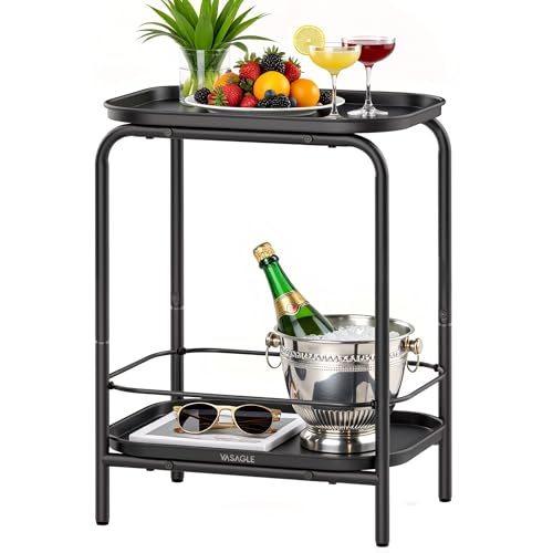 VASAGLE Beistelltisch mit 2 Ebenen, Nachttisch, Sofatisch klein, Couchtisch mit Ablage, modern, für den Innen- und Außenbereich, Wohnzimmer, Schlafzimmer, Balkon, tintenschwarz LET243B01 VASAGLE Beistelltisch mit 2 Ebenen, Nachttisch, Sofatisch klein, Couchtisch mit Ablage, modern, für den Innen- und Außenbereich, Wohnzimmer, Schlafzimmer, Balkon, tintenschwarz LET243B01