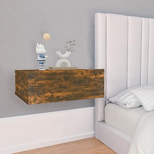 Generisch Schubladenschrank,Nachtti sch Schmal,HäNgender Nachttisch 2stk RäUchereiche 40x30x15cm Holzwerkstoff Mini Kommode Zur Aufbewahrung Von Zeitschriften, BüChern, Multimedia-GeräTen