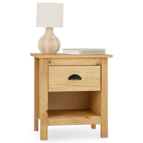 IDIMEX Nachttisch Tilly mit Schublade, gebeizt/gewachst - Kiefer Massivholz, Nachtschrank im Landhausstil mit offenem Fach, Beistelltsich, Nachtkästchen aus Naturholz