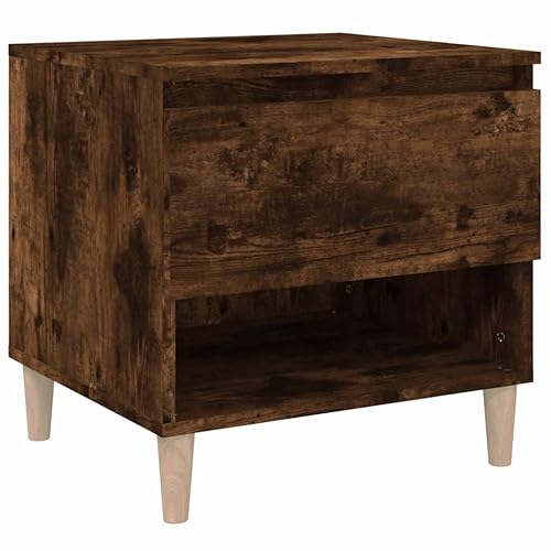 Eleganz Nachttisch aus Holzwerkstoff und Massivholz Eukalyptus, Kompakt 50x46x50 cm, Ideal für kleine Räume, Langlebig und stilvoll