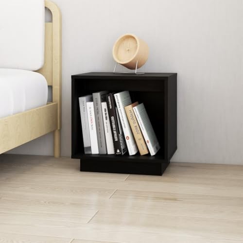 HEFZGDB Nachttische 2 STK. Schwarz 40x30x40 cm Massivholz Kiefer Nachttisch Vintage Nachttische Wohnzimmertisch Stubentisch für Schlafzimmer Gästezimmer Wohnzimmer Hotel