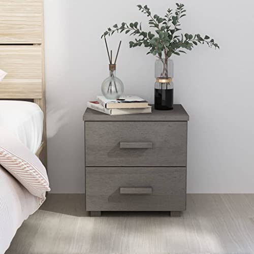 puraday Nachttisch HAMAR Hellgrau 40x35x44,5 cm Massivholz Kiefer Nachttisch Holz Nachttisch Modern Nightstand Schlafzimmer Möbel Komodenschrank Nachtschrank Kommode Schubladen Kommode Industrial
