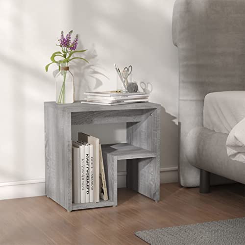 Fasba Nachttisch Grau Sonoma 40x30x40 cm Holzwerkstoff, Beistelltisch mit viel Stauraum, Nachtschrank, Nachtkommode, Nachtkonsole