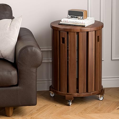 Nachttisch aus Massivholz, stapelbare runde Hocker, 4-teiliges kompaktes Couchtisch-Set für Wohnzimmer, Schlafzimmer und Eingangsbereich, einfach zu verstauen