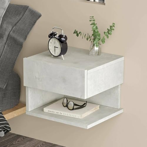 Dmora Regor Nachttisch, niedrige Kommode, Nachttisch, Bettregal, 40 x 31 x 35 cm, Silber