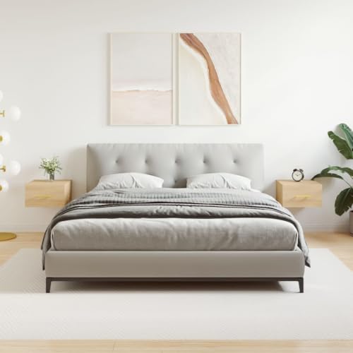 Fasba Wand-Nachttische 2 STK. Sonoma-Eiche 35x35x20 cm, Beistelltisch mit viel Stauraum, Nachtschrank, Nachtkommode, Nachtkonsole/ 829795
