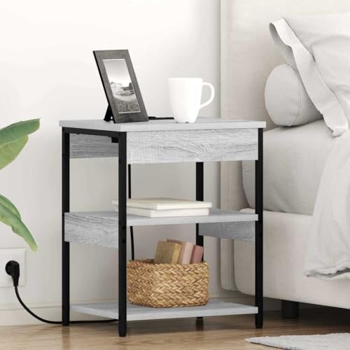 INLIFE Nachttisch Grau Sonoma 41 x 31 x 51 cm Holzwerkstoff,Möbel,Tisc he,Nachttische,Grau,7.08 KG,859541