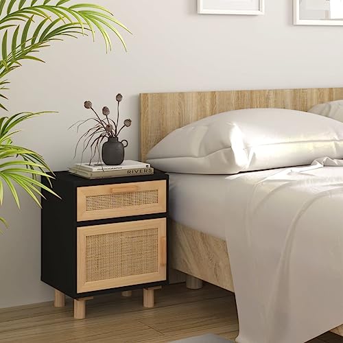 ZEYUAN Schwarz Natur, Nachtschrank, Nachtkästchen, Bedside Table, Nachtkommode, Nightstand, Nachttischschrank, Nachtkonsole