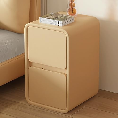 NKXASLS Schmaler Nachttisch, Kleine Nachttische, Nachtschrank aus Holz, Nachtkästchen für Schlafzimmer, 2 Schubladen, für Wohnzimmer, Keine Montage Erforderlich(Beige,50x40x 50cm)