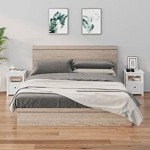 UYSELA Home Möbel Nachttische 2 Stück weiß 40x35x49 cm Größe Massivholz Kiefer