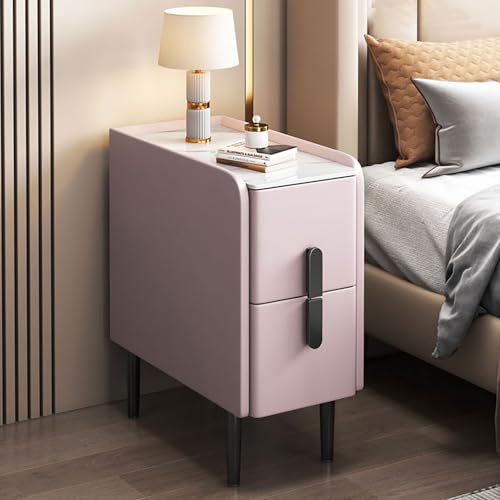 Moderner Nachttisch mit Stauraum, kleiner Nachttisch, Kunstleder, gepolstert, 2 Schubladen, komplett montiert, für Schlafsäle und kleine Räume (L35 cm)