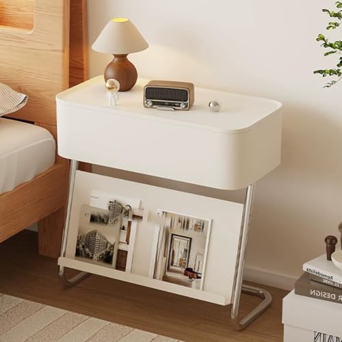 Schwarzer Nachttisch, Regal, Nachtschrank(Blanc)