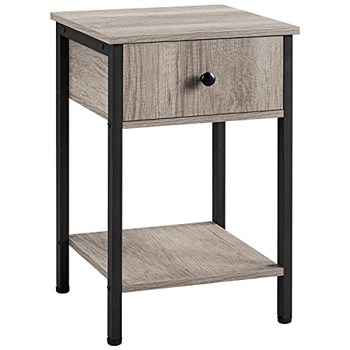 Yaheetech Nachttisch Beistelltisch mit Schublade und Ablage Holz Nachtschrank Nachtkommode Sofatisch für Schlafzimmer Wohnzimmer, Grau