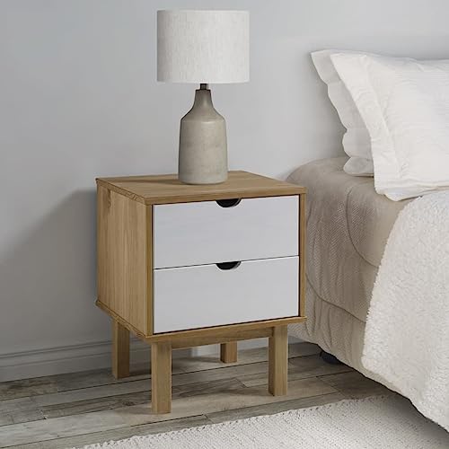KATERYY OTTA Braun & Weiß 45x39x57 cm,Skandinavisch Eleganter mit Schubladen und Wandmontage Schlafzimmer, Nachttische