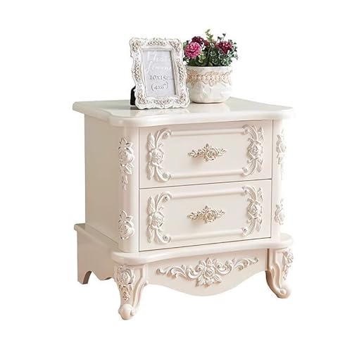 MESCXTY Nachttisch im europäischen Stil mit 2 Schubladen, schmaler Aufbewahrungstisch fürs Schlafzimmer (Farbe: Umriss in Silber)