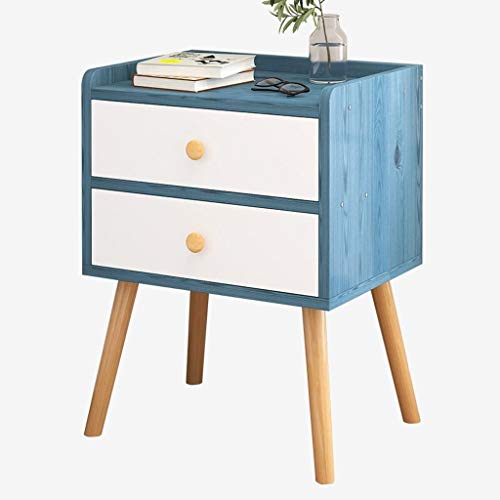 FJZ Nachttisch Einfache Nachttisch mit Schubladen Schlafzimmer Speicherschrank Blau/Weiß 37 * 30 * 56CM nachttisch boxspringbett (Color : Blue)