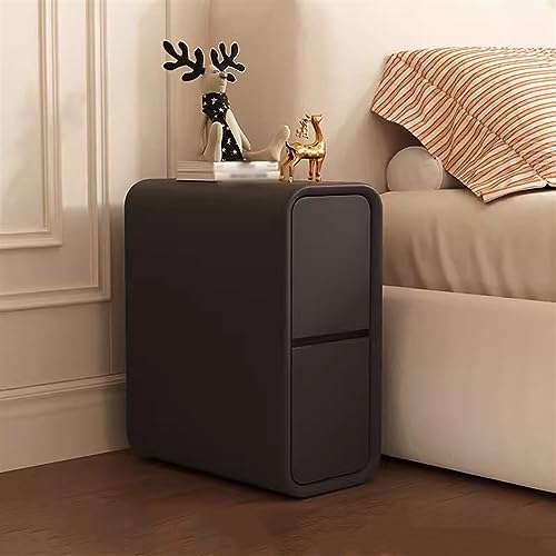Nachttisch aus Holz, ultra-schmal, modern, minimalistisch, Schlafzimmer, kleiner Raum, Nachttisch, Nachttisch, einfache Würfel, einfarbig, Nachttisch, Möbel, Kopfteilrahmen (schwarz, mittel)