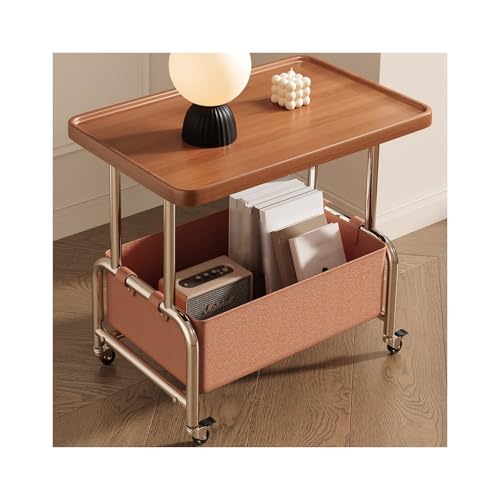 YFAURNDE Nachttisch, Schlichter Nachtschrank, Platzsparender Nachttisch, Es bietet Platz for wichtige Dinge wie Bücher, Taschentücher, Augenmasken und Ladegeräte.(Walnut Double Support Rod)