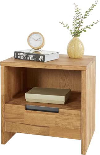 TaBoLe Nachttisch Nachtkommode mit Fach und Schublade Kernbuch oder Wildeiche massiv geölt (Wildeiche)