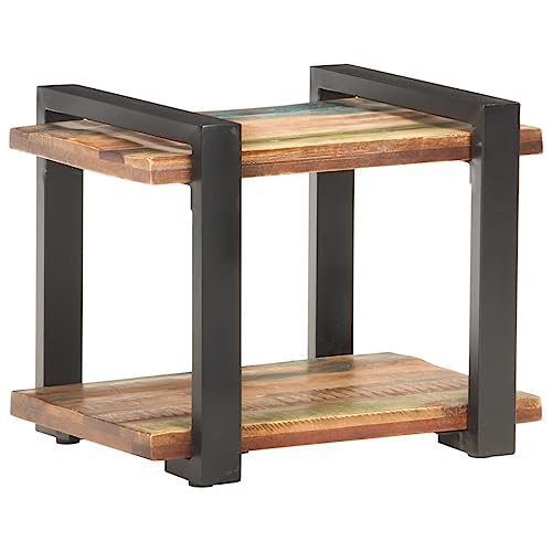JHQHSM Nachttisch 50x40x40 cm aus recyceltem Massivholz mit Stauraum und handgefertigtem Design | Zeitloses Möbelstück für Schlafzimmer und Wohnzimmer aus Altholz von Kiefer, Teak,