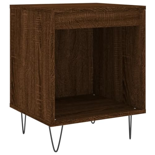 Nachttisch Braun Eichen-Optik 40x35x50 cm aus Holzwerkstoff & Metall - Modern & Langlebig für Schlafzimmer & kleine Wohnungen