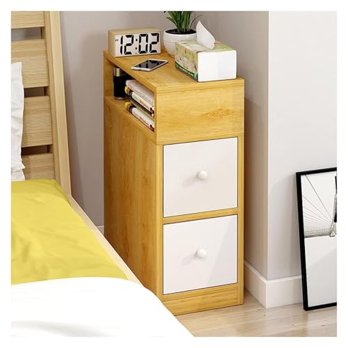ZGHQHCDRH Nachttisch, Nachttische mit 2 Schubladen und seitlichem Staufach, modernes, Elegantes Aufbewahrungsmöbel, Nachttisch/Beistelltisch( Wood)