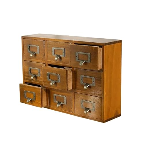 Aufbewahrungskiste aus Holz, Vintage-Mini-Kommode mit 9/16 Schubladen, Schmuck, rustikale Holzaufbewahrungseinheit, für mehr Platz, 38 cm Höhe