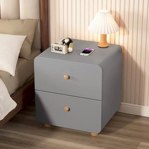 WYRNOBRX Klassik Nachtkommode Nachttisch 2Er Beistelltisch Weiße Nachtschrank Mit 2 Schublade Landhaus Holz Nachtkästchen Für Wohnzimme Kinderzimmer Flur Aufbewahrungsschrank,Grau ,L18*W16*H18