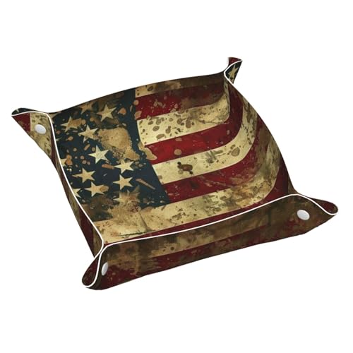 Nachttisch-Organizer, Retro-Stil, amerikanische Flagge, Schreibtisch-Aufbewahrung splatte, Auffangbehälter für Kleingeld, Schmuck, Schlüssel, Telefon, Uhren, Würfel