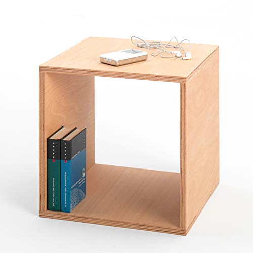 Tojo Cube | Nachttisch | 35 cm x 35 cm x 35 cm | Beistelltisch aus Buche multiplex | Geölte Oberfläche | Eckige Nachtkommode | Nachtkonsole aus Holz in würfelform |