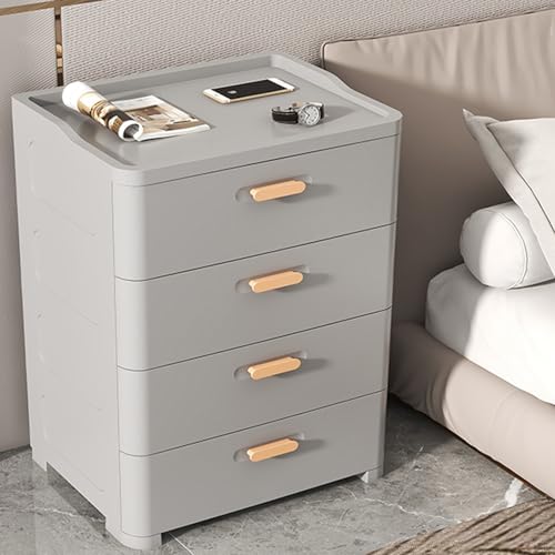 Nachttisch-Set mit 2 modernen Akzent-Aufbewahrungsschr nken mit Schublade, rustikaler Nachttisch für Schlafzimmer, schmaler Beistelltisch für kleine Räume (Grau)