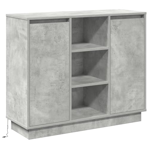 vidaXL Sideboard mit LED in Beton Grau 90x32x75 cm aus Holzwerkstoff