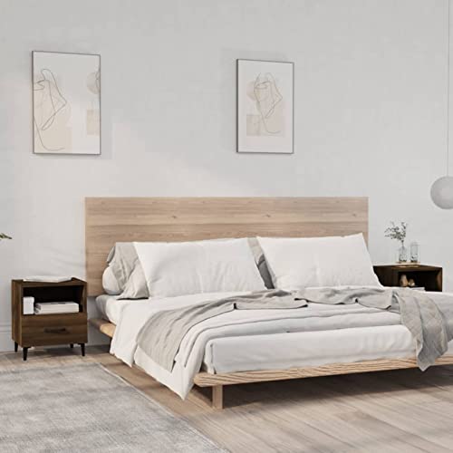Gecheer Nachttische 2 STK. Braun Eichen-Optik Holzwerkstoff, Nachtschrank Nachtkonsole Nachtkommode Schlafzimmer Schrank Kommode/ 817308