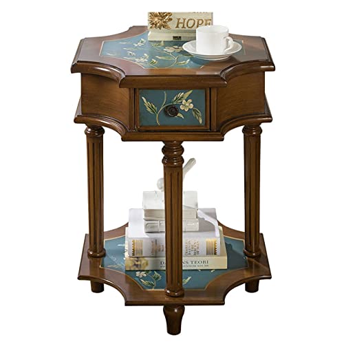 Moderne Sofatische Vintage-Nachttisch, Beistelltisch aus Holz, antiker Shabby-Chic-Beistelltisch , kleiner Nachttisch, Akzenttisch mit Schublade und offenem Ablagefach for Wohnzimmer, Schlafzimmer Wohn