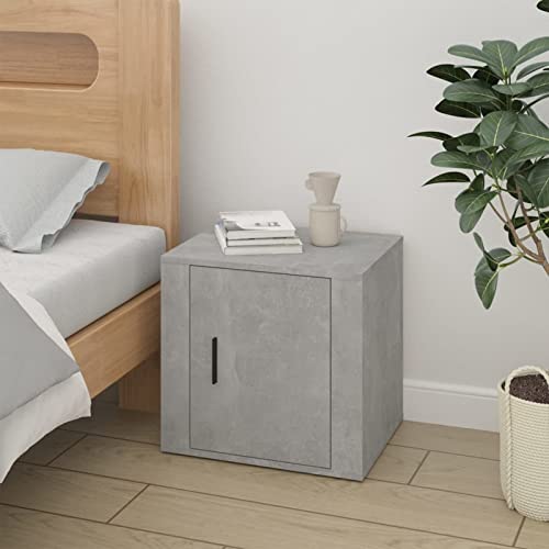 Gecheer Nachttisch Nachtschrank Nachtkonsole Nachtkommode Schlafzimmer Schrank Kommode Beistelltisch Betongrau 50x39x47 cm