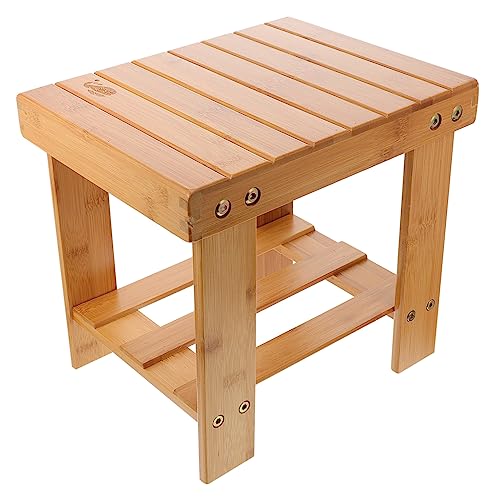 Ciieeo 1 Stück Bambus Bank kinderhocker kinderstuhl Chair kinderhichstuhl Nachttisch im Freien Möbel Garage Waschhocker aus Bambus quadratischer Hocker Zuhause mit Hocker Brown