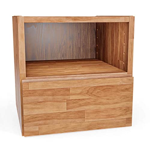 Square Massivholz Regalwürfel + Schublade unten + Einlegeboden | Kernbuche 37,6 x 37,6 x 32 cm | Grundmodul inkl. Zubehör für individuelles Flexibles Würfelregal | Regalsystem mit Erweiterungen