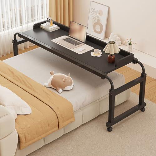 über-betttisch Auf Rollen Höhenverstellbar,laptopt isch Mit Rollen überbetttisch Höhenverstellbarer Betttisch Mit Rollen Rollbarer Laptop-Schreibtisch über Dem Bett Rollender Computertis(Color:schwarz )