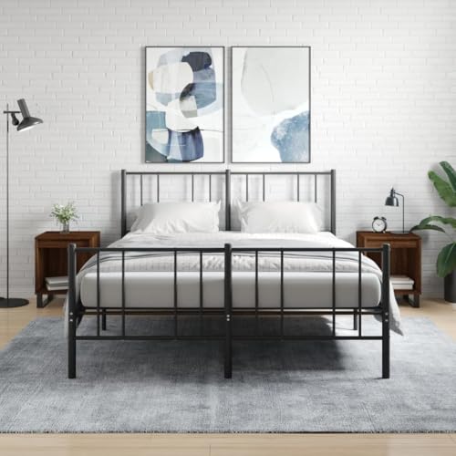 Runheo Nachttische 2 STK. Braun Eichen-Optik 40x35x50 cm, Holzwerkstoff, Moderne Nachtkonsole mit Stauraum für Schlafzimmer, Wohnzimmer, Beistelltisch