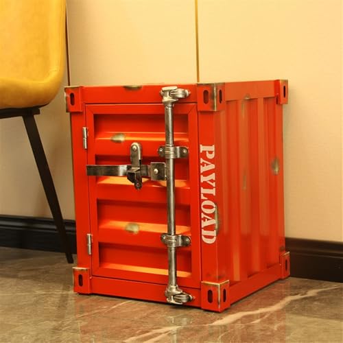 Sofatisch aus Metall und Eisen, Nachttisch, Ecktisch, Telefontisch, Home-Office-Laden, kreativer Kleiderschrank, Vintage-Metallschrank im Industriestil (rot)
